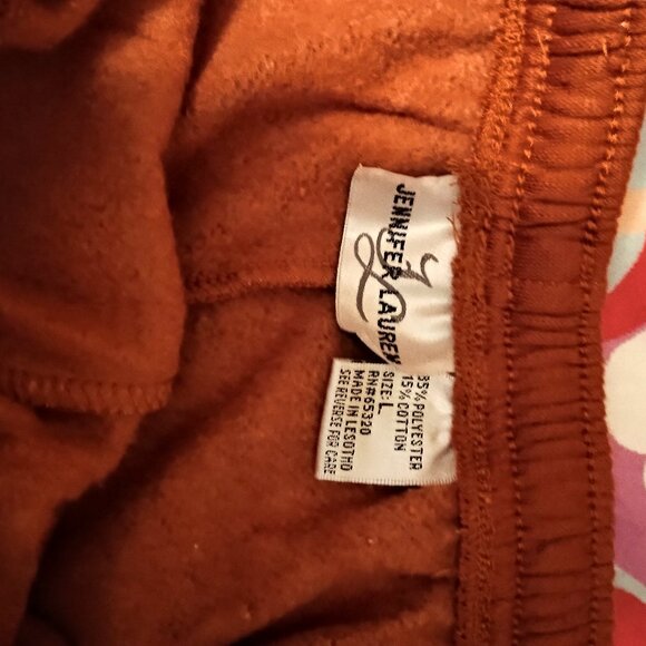 Womens Jennifer Lauren Burnt Orange Sweatpants, L, Hi Rise, Wide Leg, New - Picture 5 of 5